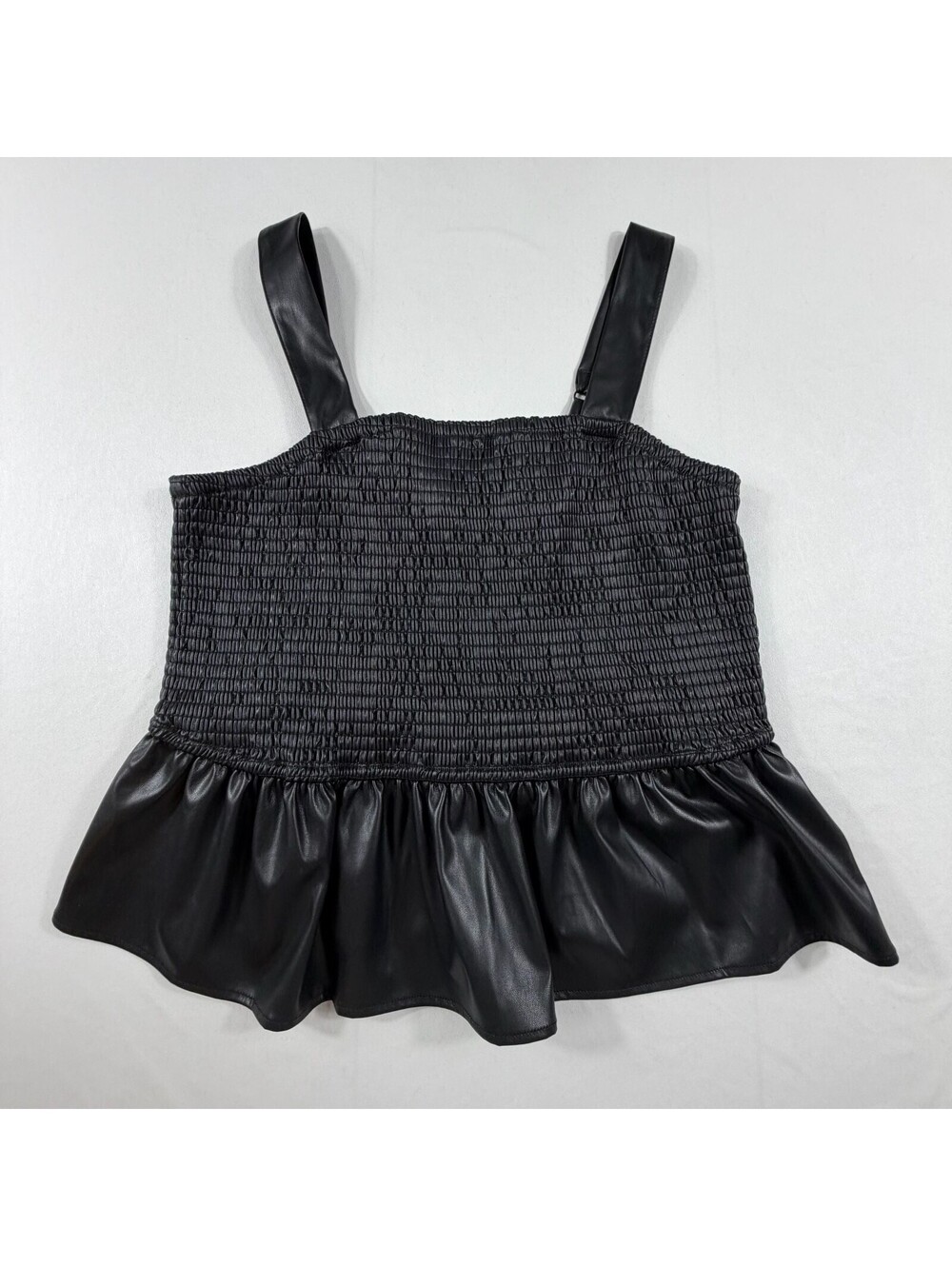 Torrid Faux Leather Smocked Peplum Top Black Size 0